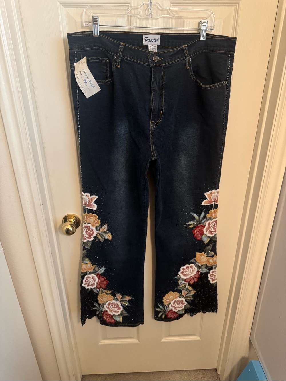 Passion Floral Beaded Jeans